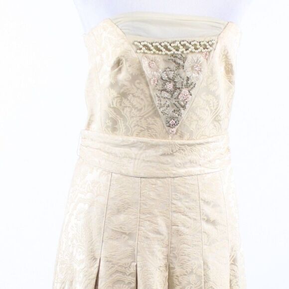 Tibi beige textured beaded dress 6 - Picture 2 of 8